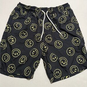valor brand swim trunks‎ shirts, black, smiley face aop, men's medium #1401